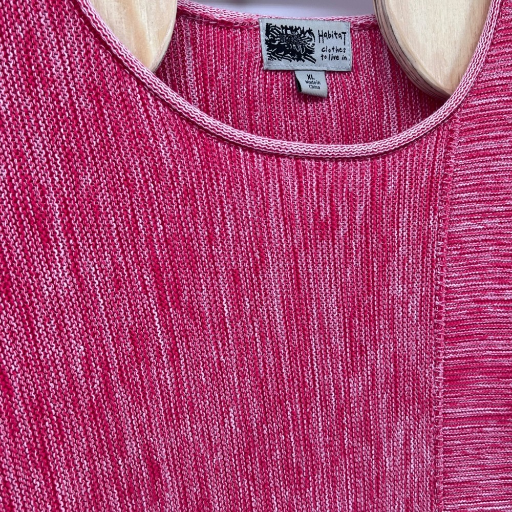 Habitat Clothes To Live In Red Space Dye Cotton Knit Asymmetrical Hem Sweater XL